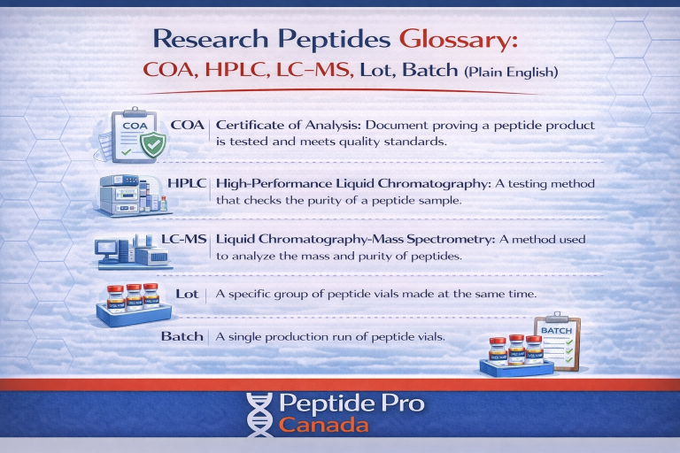Research Peptides Glossary: COA, HPLC, LC-MS, Lot, Batch (Plain English)