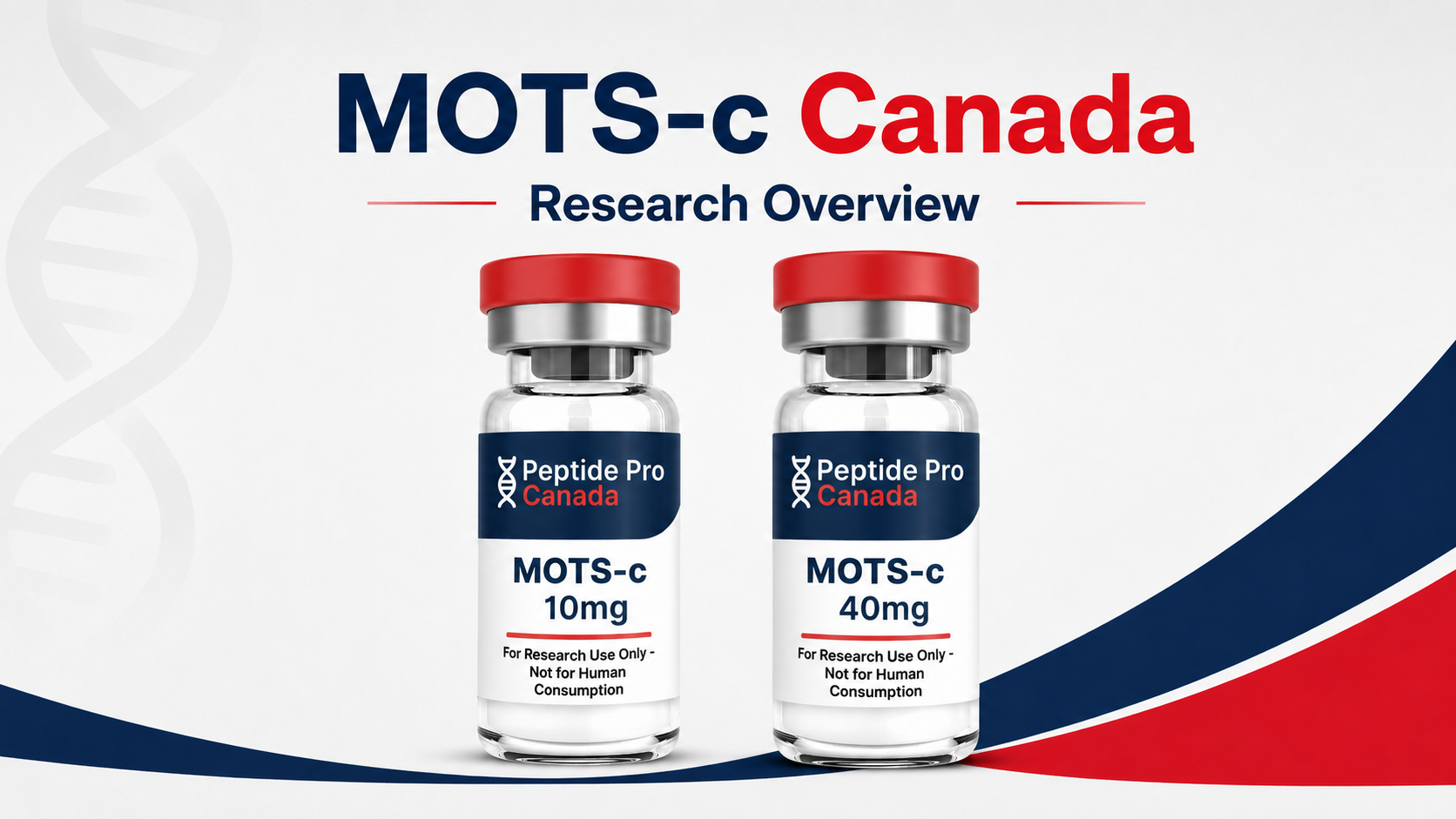 MOTS-c Canada research overview showing 10mg and 40mg laboratory research reagent formats