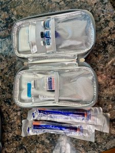 Gel packs keep peptides cool for 24 hours while travelling,